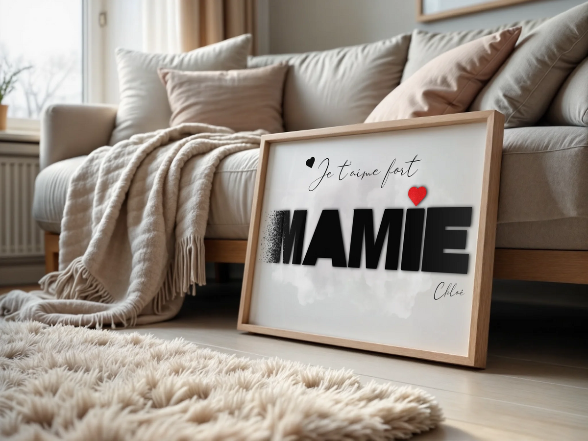 Cadeau personnalisé Mamie - Affiche Mamie Mot photos