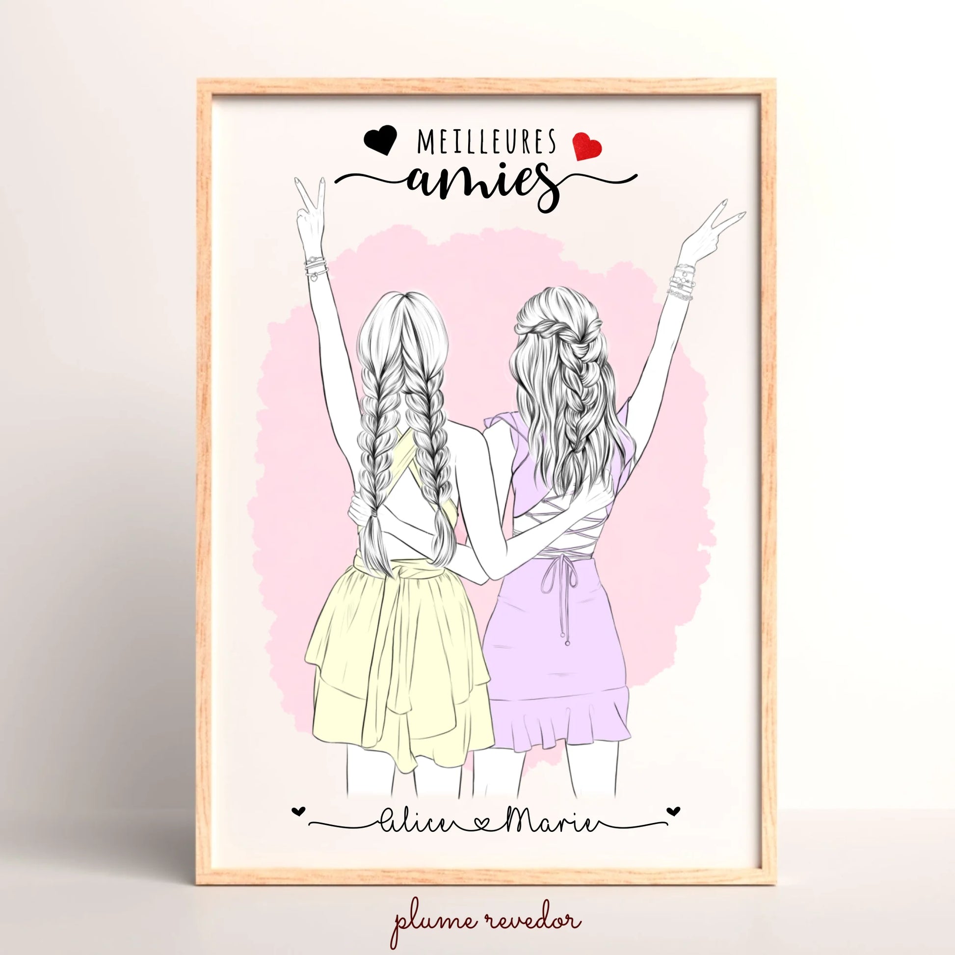 Affiche personnalisée Meilleures Amies dessin crayon