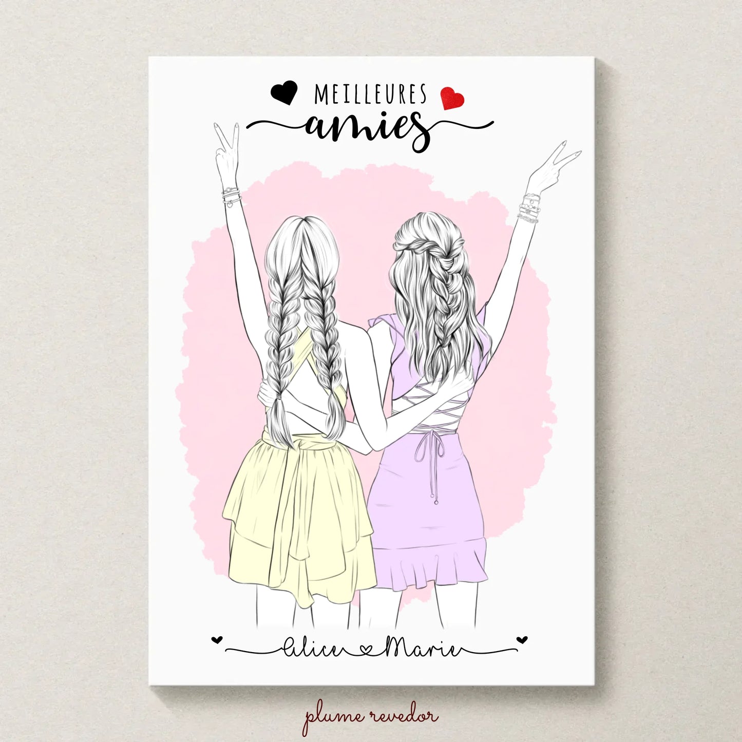 Affiche personnalisée Meilleures Amies dessin crayon