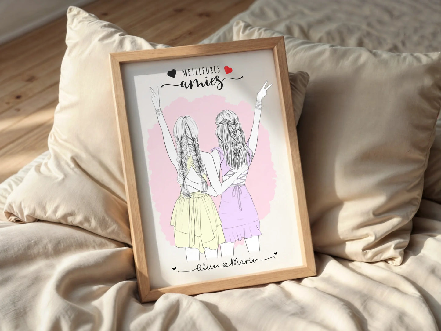 Affiche personnalisée Meilleures Amies dessin crayon