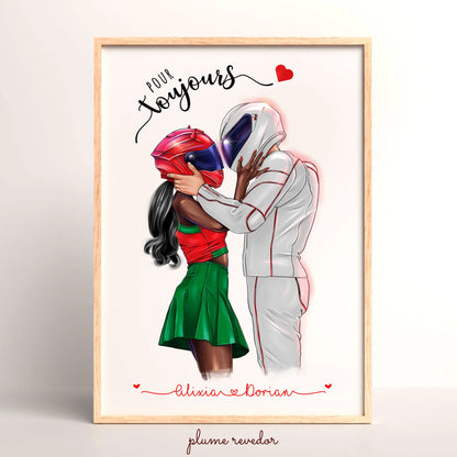 Affiche Personnalisée Couple de Motards