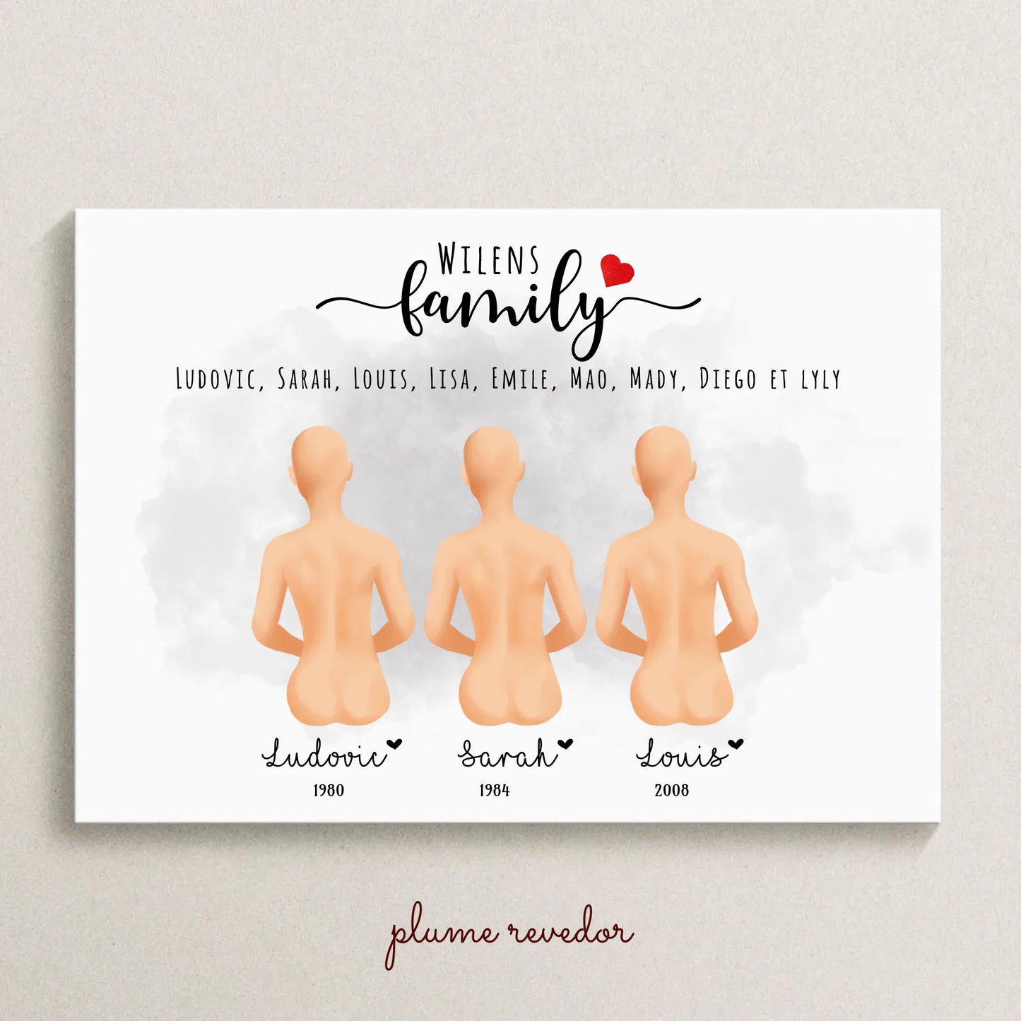 Affiche Personnalisée Portrait de Famille Assis de dos