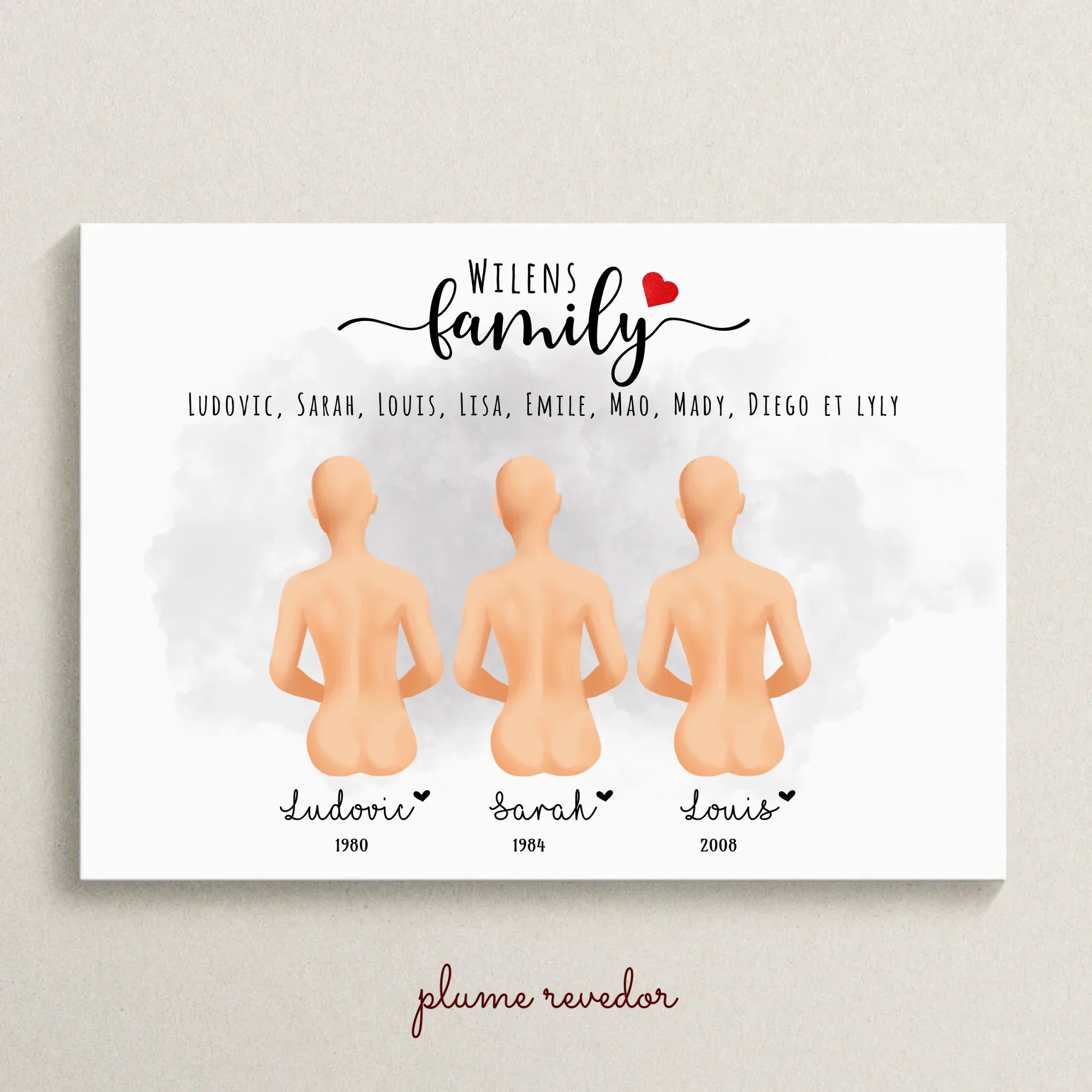 Affiche Personnalisée Portrait de Famille Assis de dos