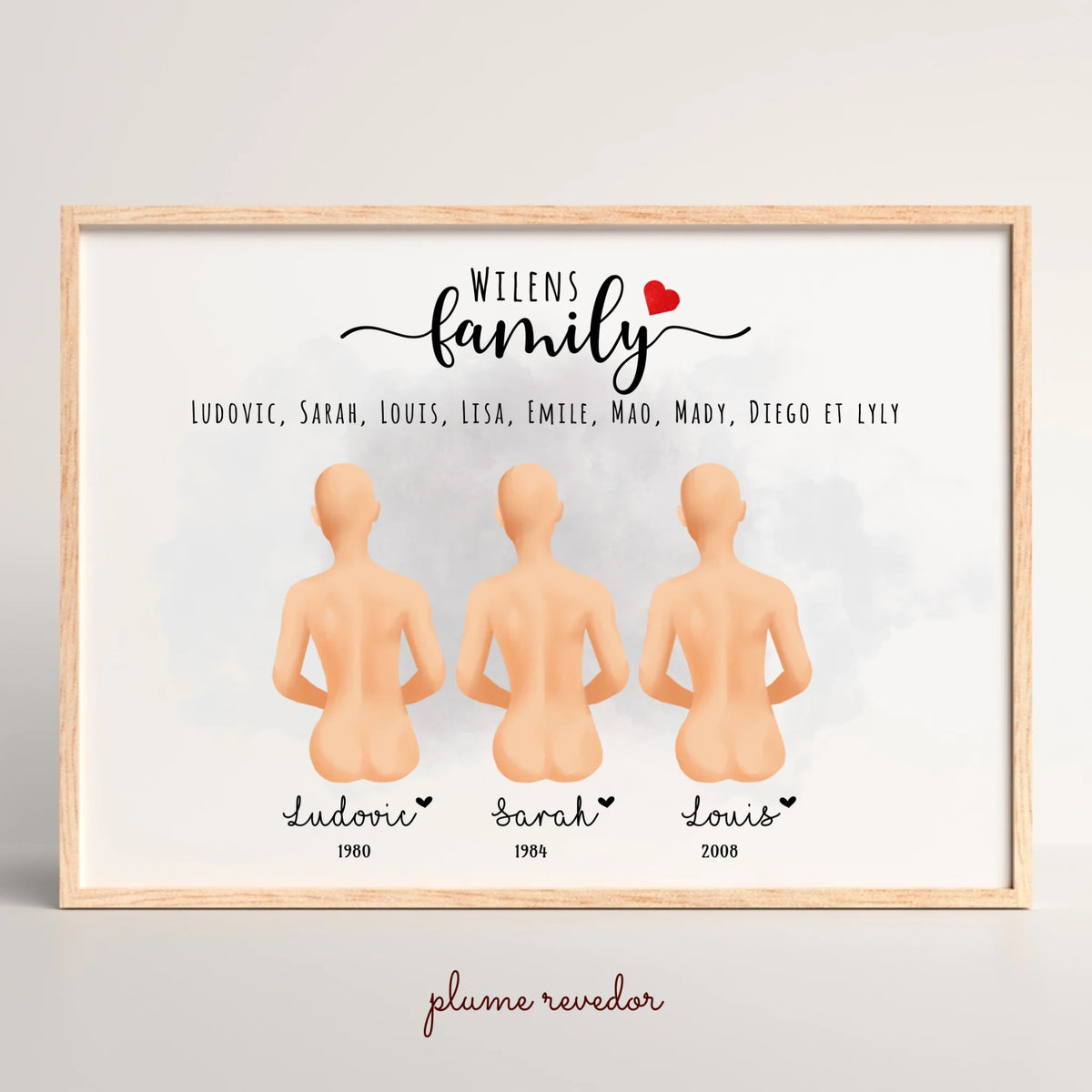 Affiche Personnalisée Portrait de Famille Assis de dos