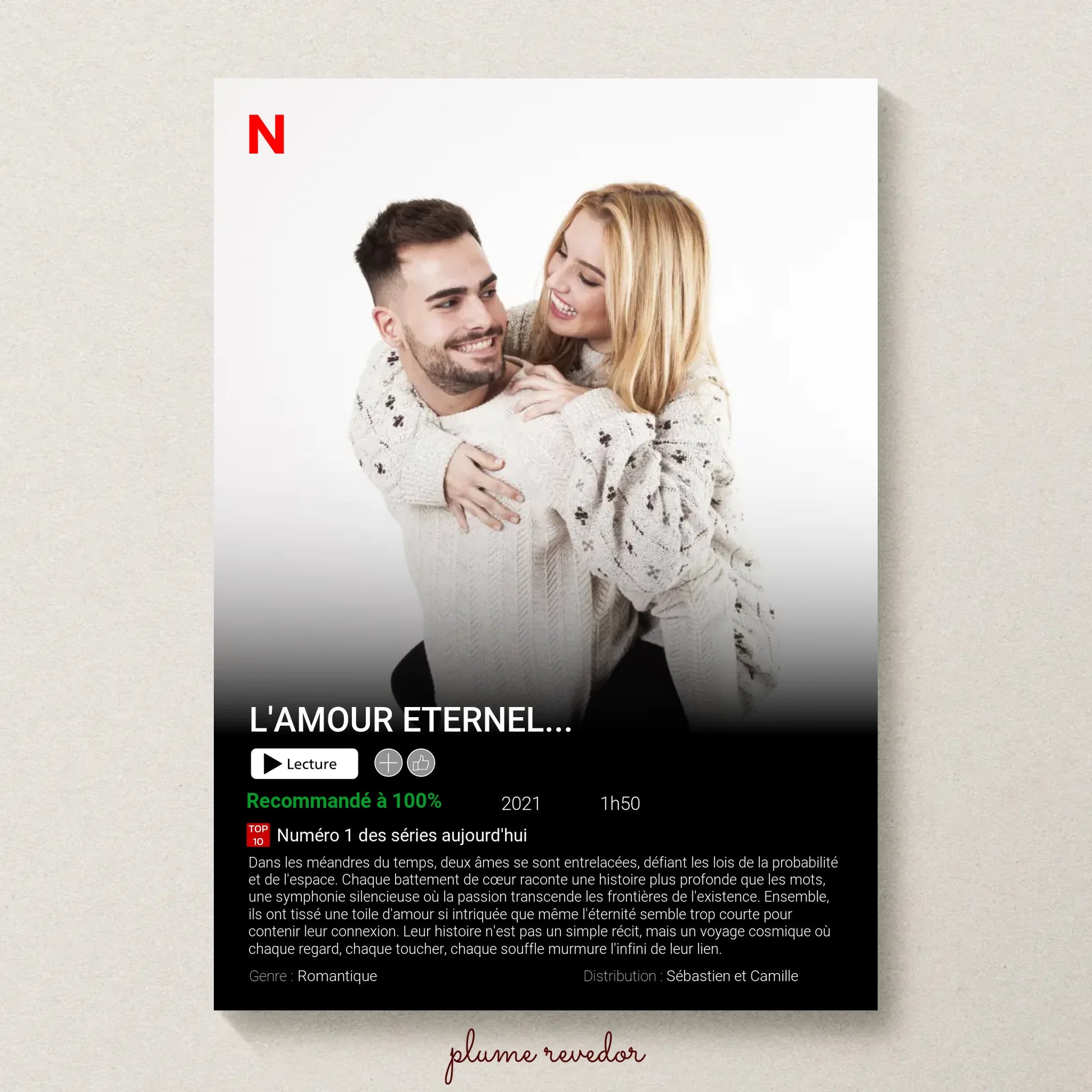 Affiche Personnalisée Netflix - Couple - Saint Valentin