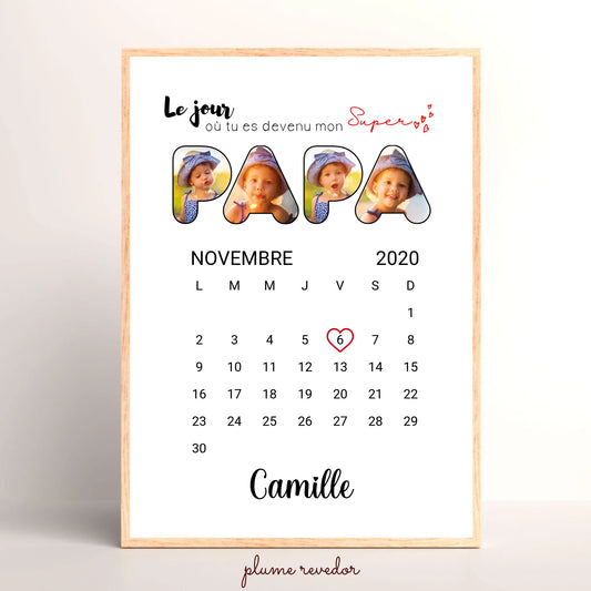 Affiche personnalisée Lettres Papa Photos Calendrier