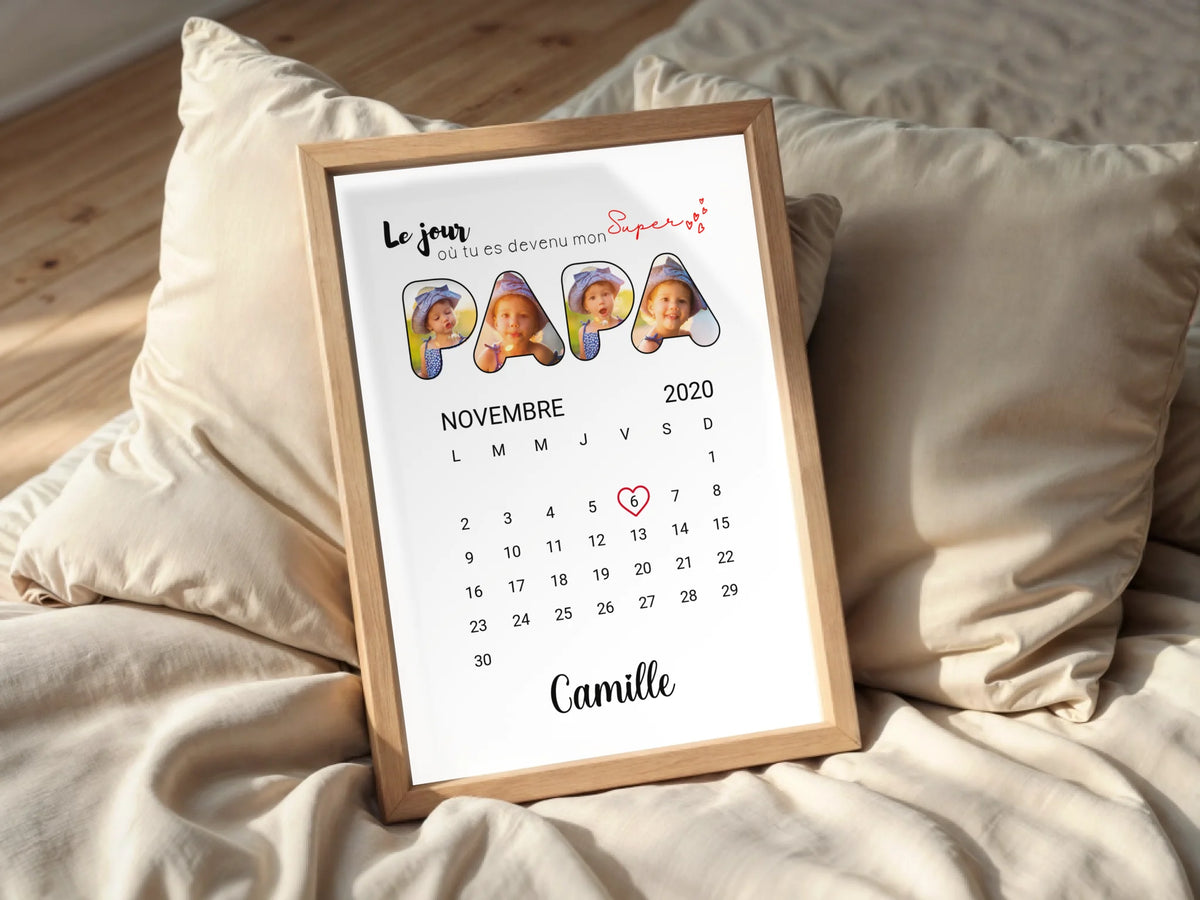 Affiche personnalisée Lettres Papa Photos Calendrier