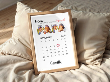 Affiche personnalisée Lettres Papa Photos Calendrier