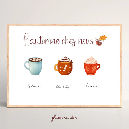 Affiche Famille personnalisée Mugs d'Automne