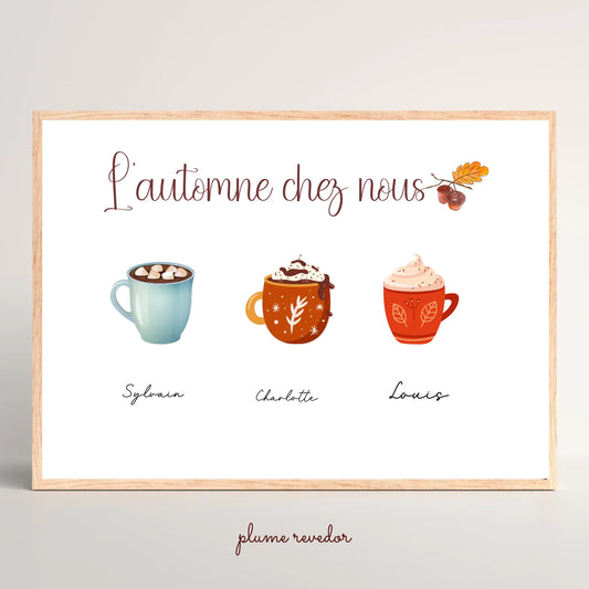 Affiche Famille personnalisée Mugs d'Automne