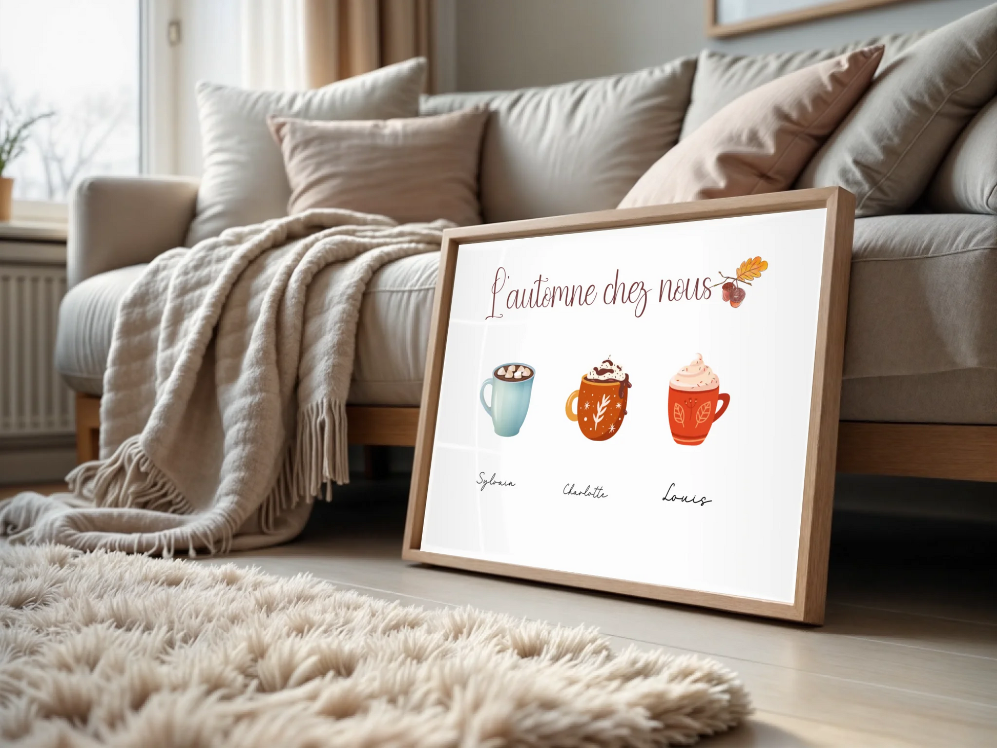 Affiche Famille personnalisée Mugs d'Automne
