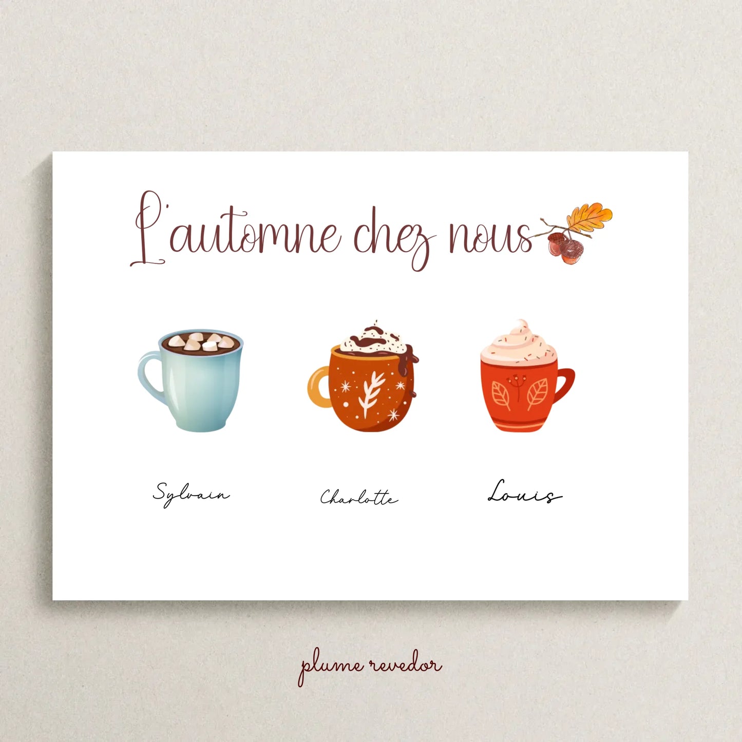 Affiche Famille personnalisée Mugs d'Automne