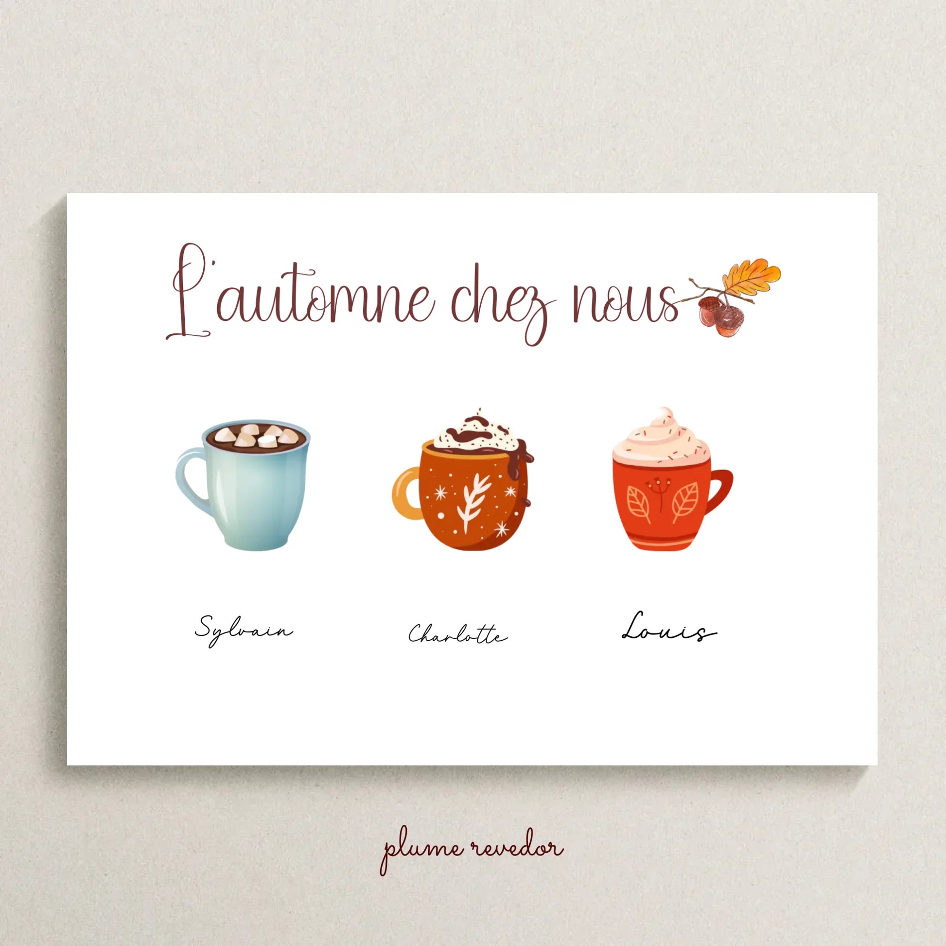 Affiche Famille personnalisée Mugs d'Automne