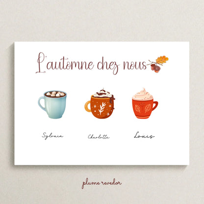 Affiche Famille personnalisée Mugs d'Automne