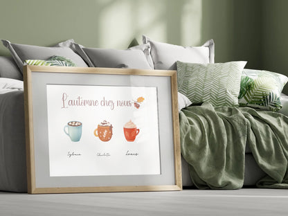 Affiche Famille personnalisée Mugs d'Automne