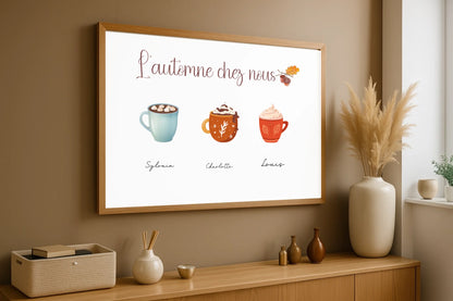Affiche Famille personnalisée Mugs d'Automne
