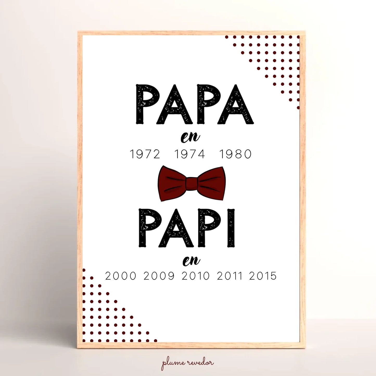 Affiche Personnalisée Papa Papi Années de naissance - idée Annonce grossesse