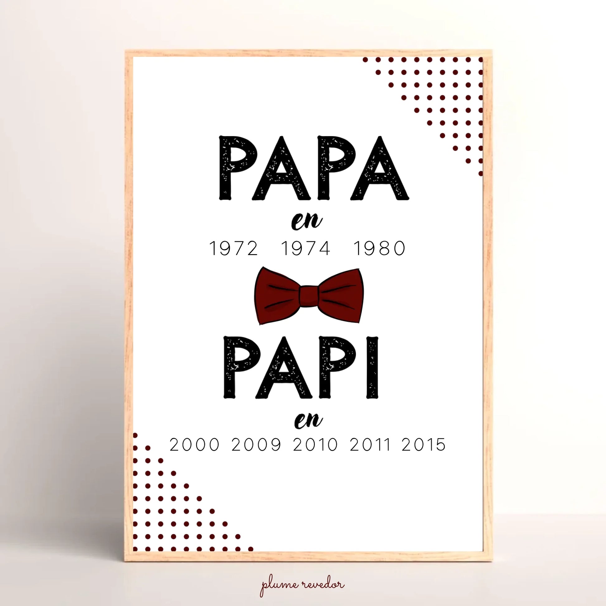 Affiche Personnalisée Papa Papi Années de naissance - idée Annonce grossesse
