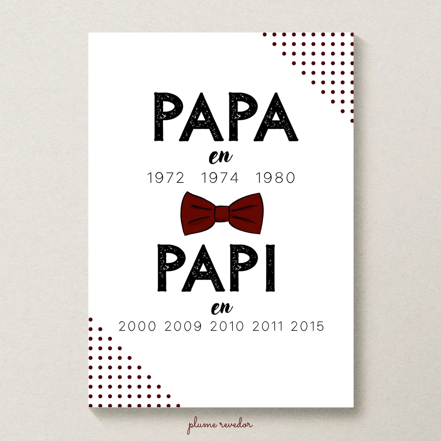 Affiche Personnalisée Papa Papi Années de naissance - idée Annonce grossesse