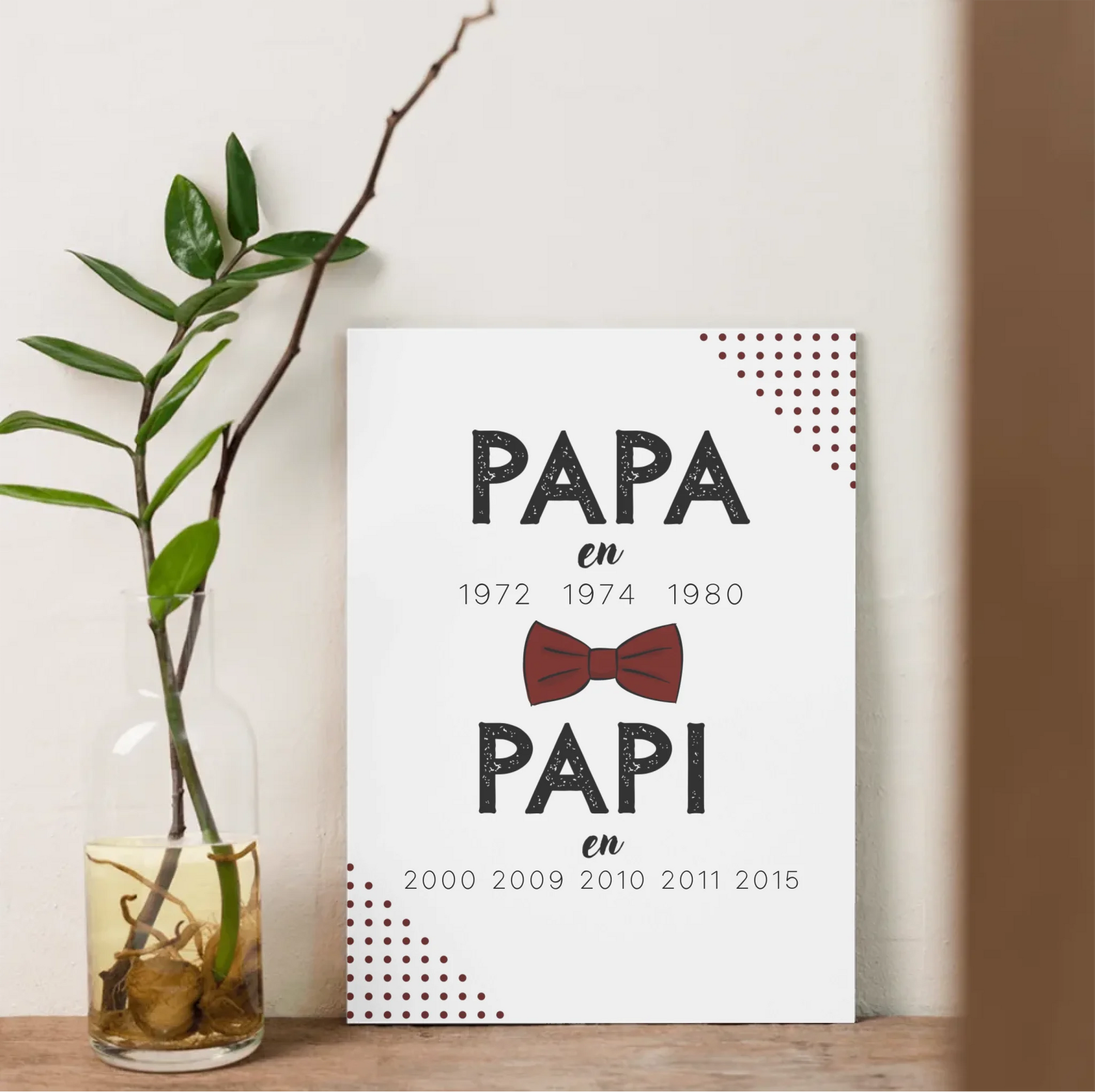 Affiche personnalisée Papa puis Papi – avec dates de naissance des enfants et petits-enfants