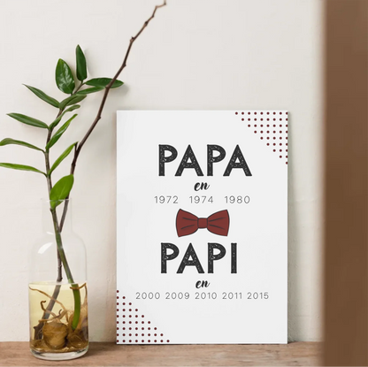 Affiche personnalisée Papa puis Papi – avec dates de naissance des enfants et petits-enfants