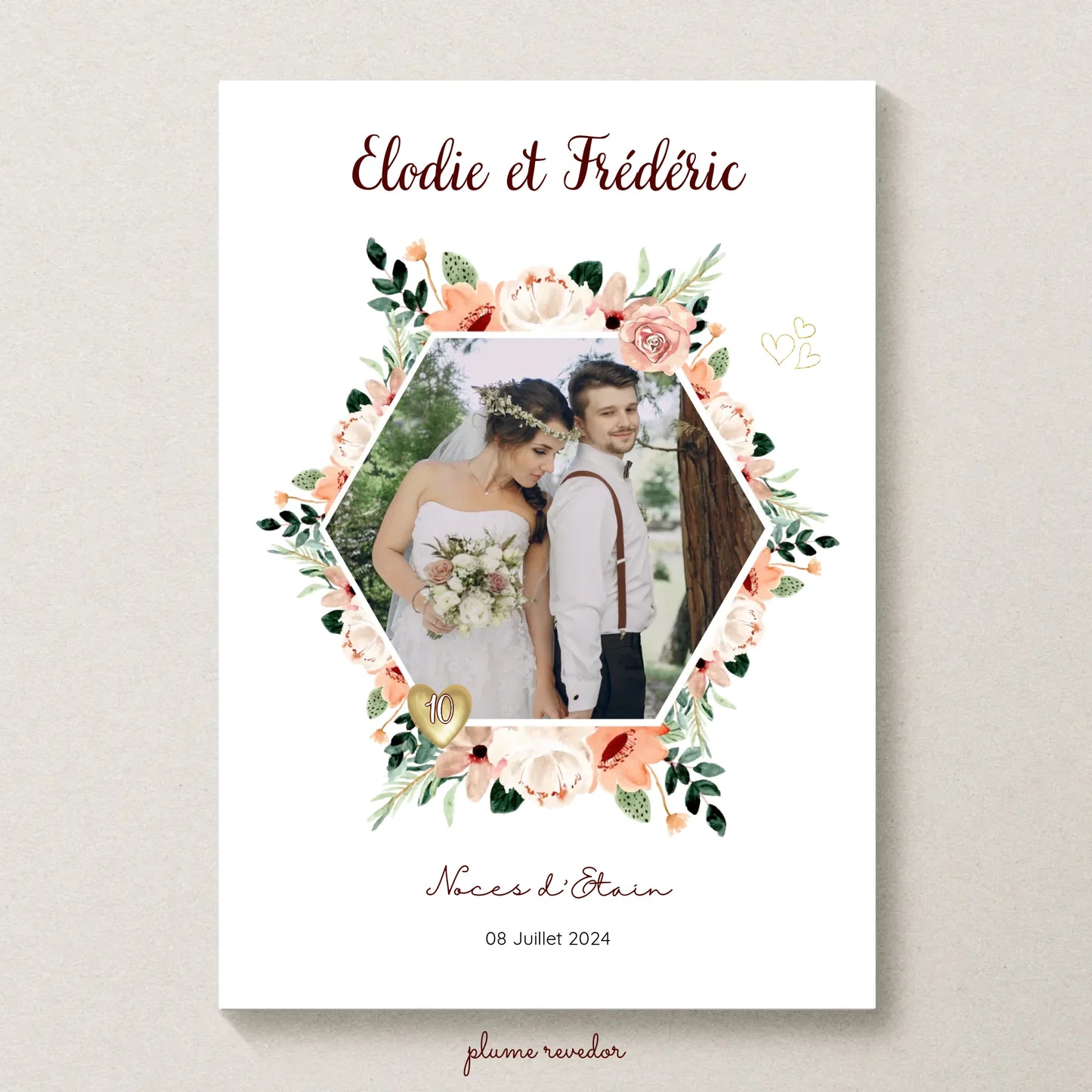 Affiche Personnalisée Noces d'Étain - Cadeau anniversaire de Mariage 10 ans