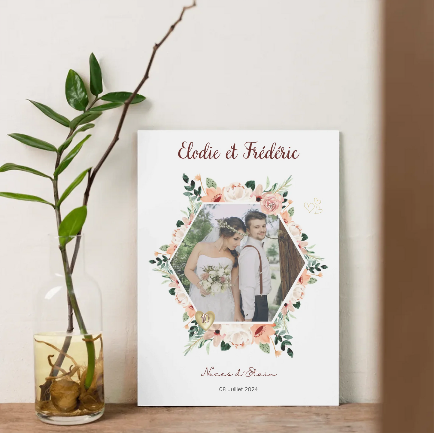 Affiche Personnalisée Noces d'Étain - Cadeau anniversaire de Mariage 10 ans