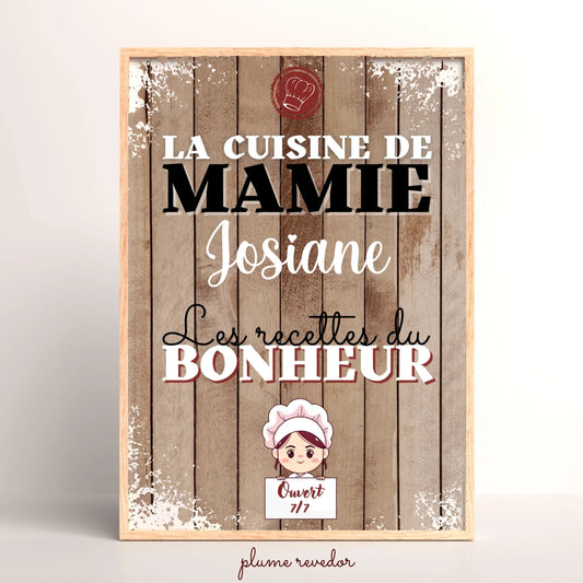 Affiche Mamie personnalisée - La cuisine de Mamie avec prénom