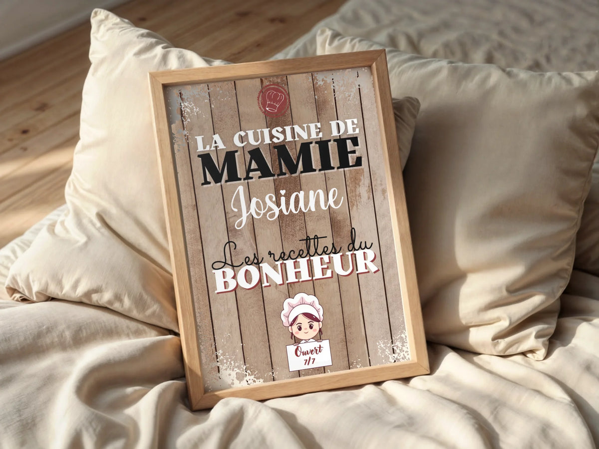 Affiche Mamie personnalisée - La cuisine de Mamie avec prénom