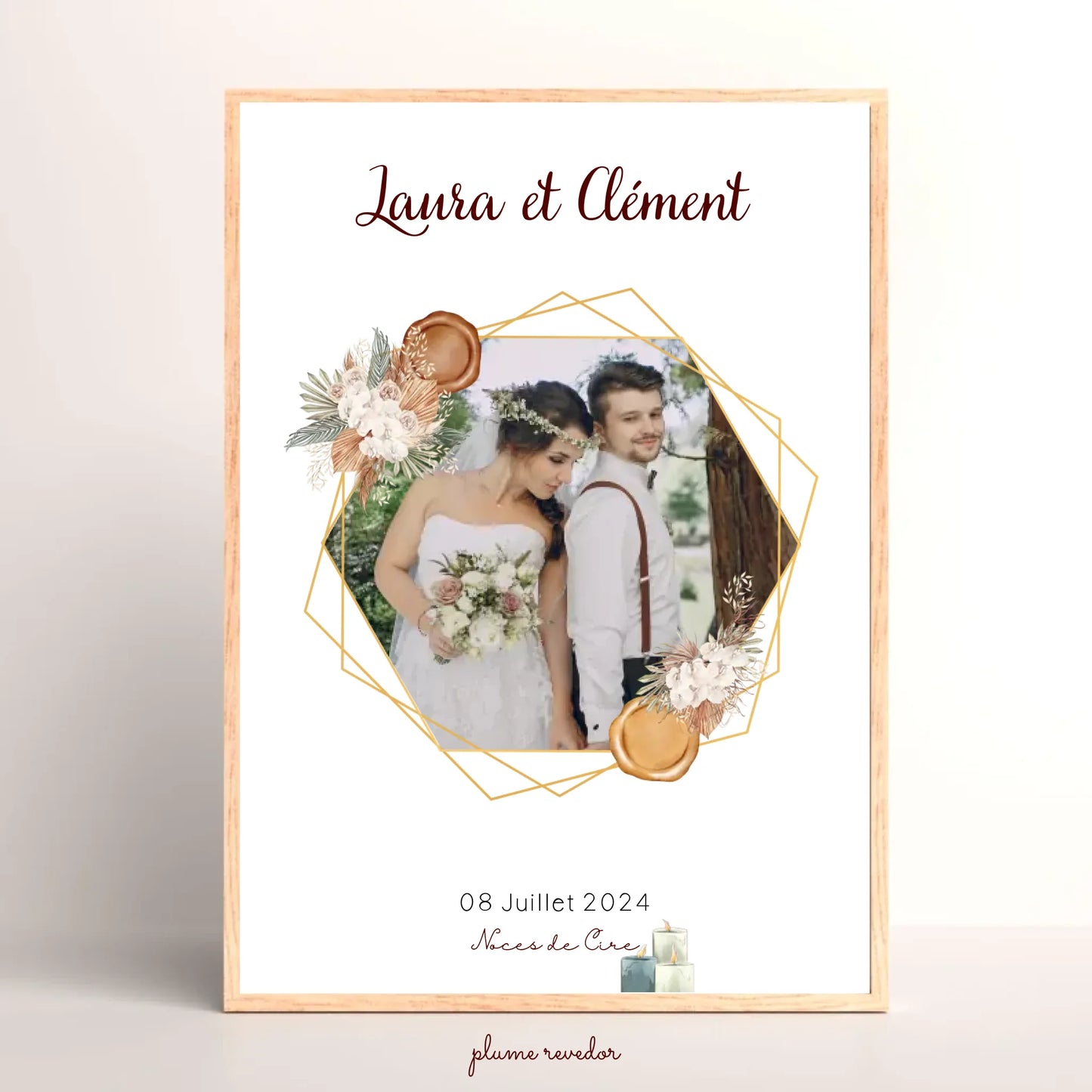 Affiche Personnalisée - Noces de Cire - Cadeau anniversaire de Mariage