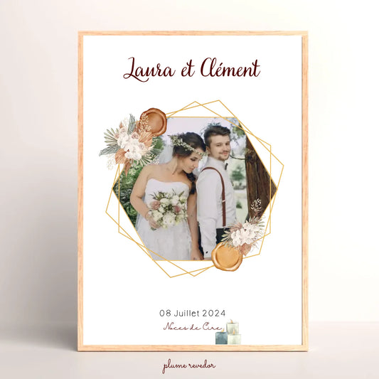 Affiche Personnalisée - Noces de Cire - Cadeau anniversaire de Mariage