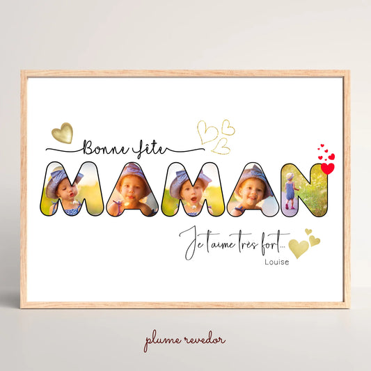 Affiche personnalisée - Maman - Bonne fête Maman - Cadeau Fête des mères