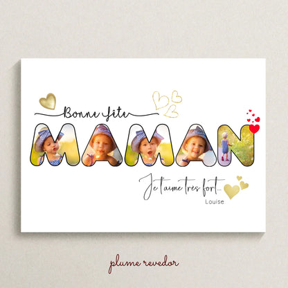 Affiche personnalisée - Maman - Bonne fête Maman - Cadeau Fête des mères