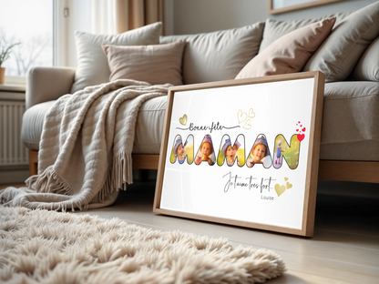 Affiche personnalisée - Maman - Bonne fête Maman - Cadeau Fête des mères