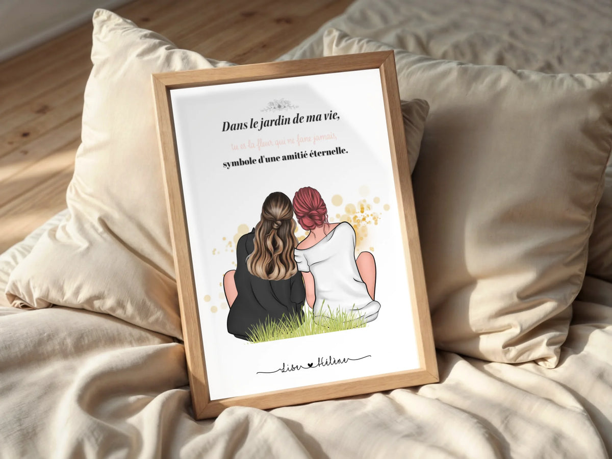 Affiche personnalisée - Sœurs - Portrait famille de dos