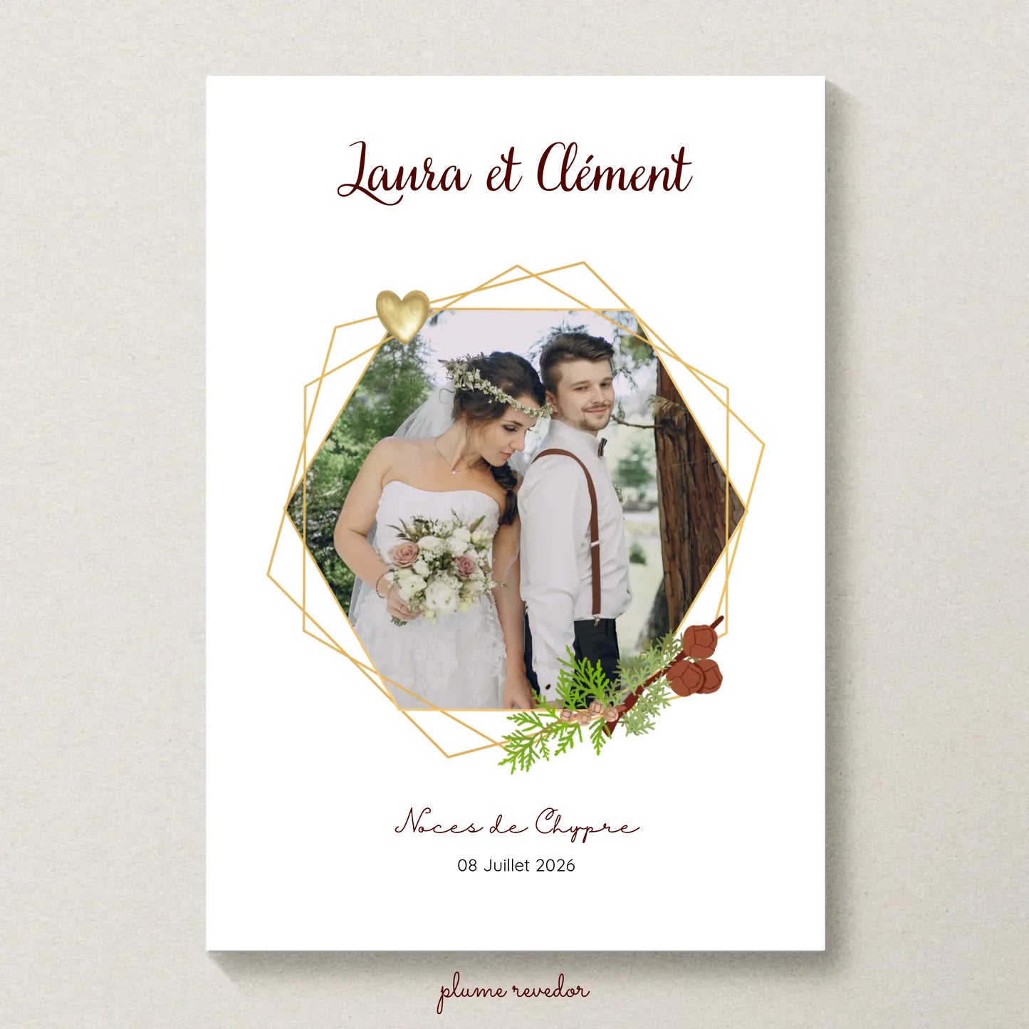 Affiche Personnalisée - Noces de Chypre - Cadeau anniversaire de Mariage