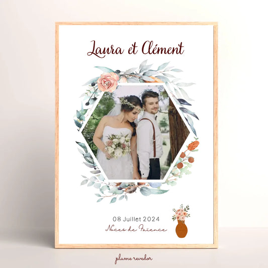 Affiche Personnalisée Noces de Faïence - Cadeau anniversaire de Mariage 