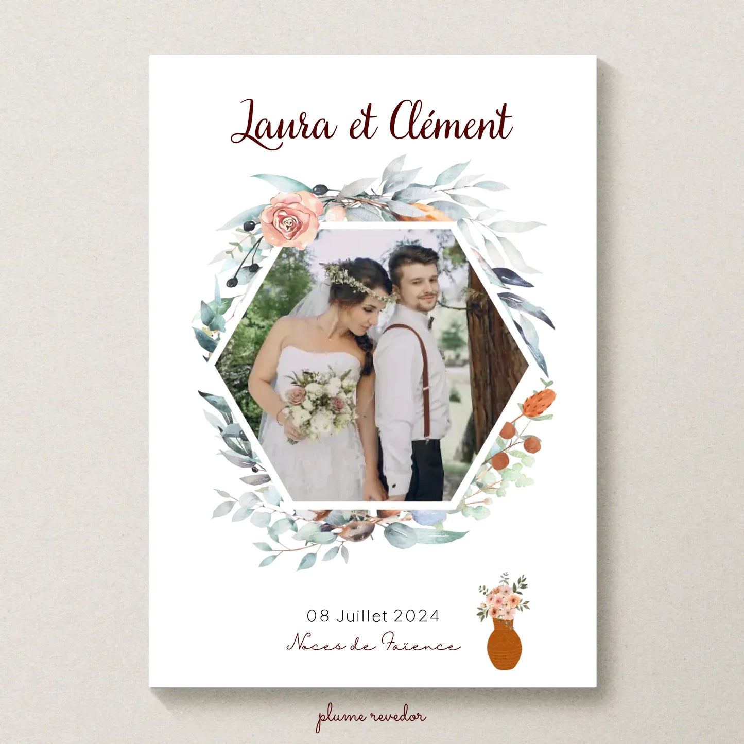 Affiche Personnalisée Noces de Faïence - Cadeau anniversaire de Mariage 