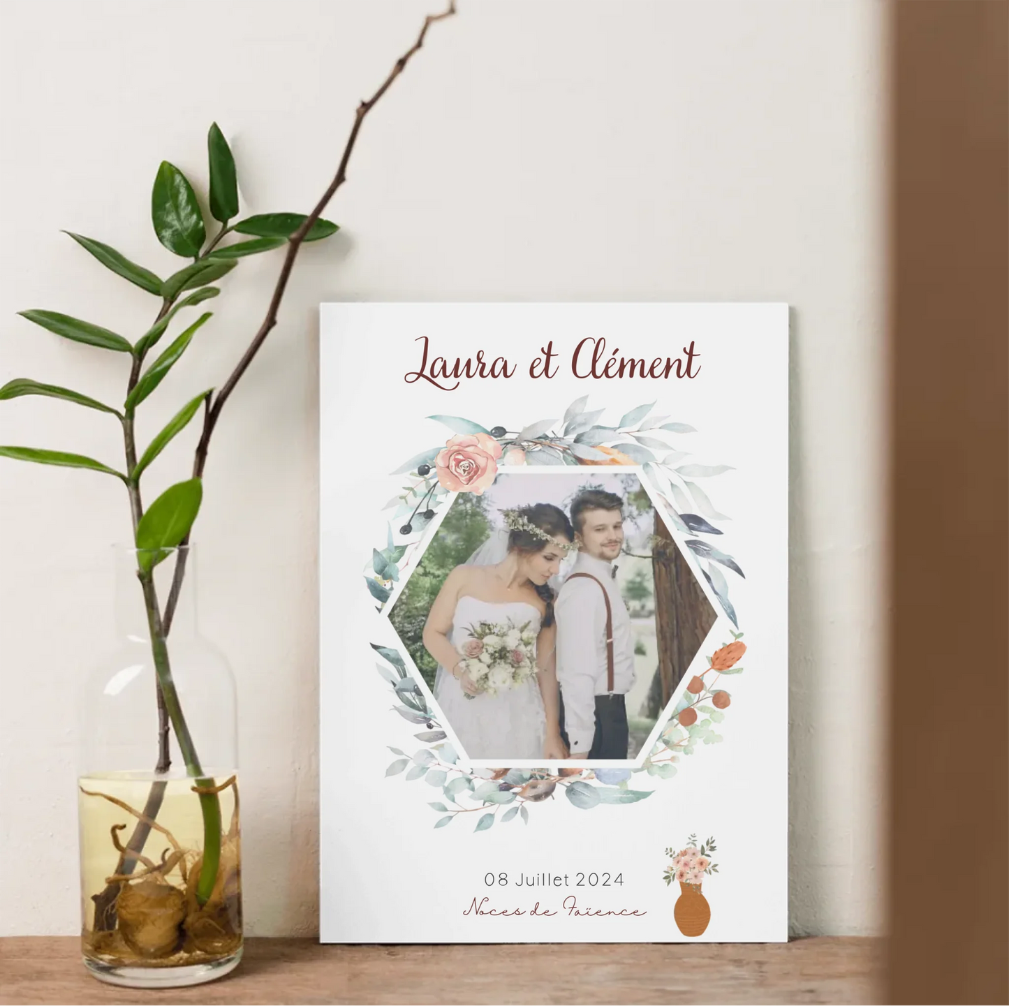 Affiche Personnalisée Noces de Faïence - Cadeau anniversaire de Mariage 