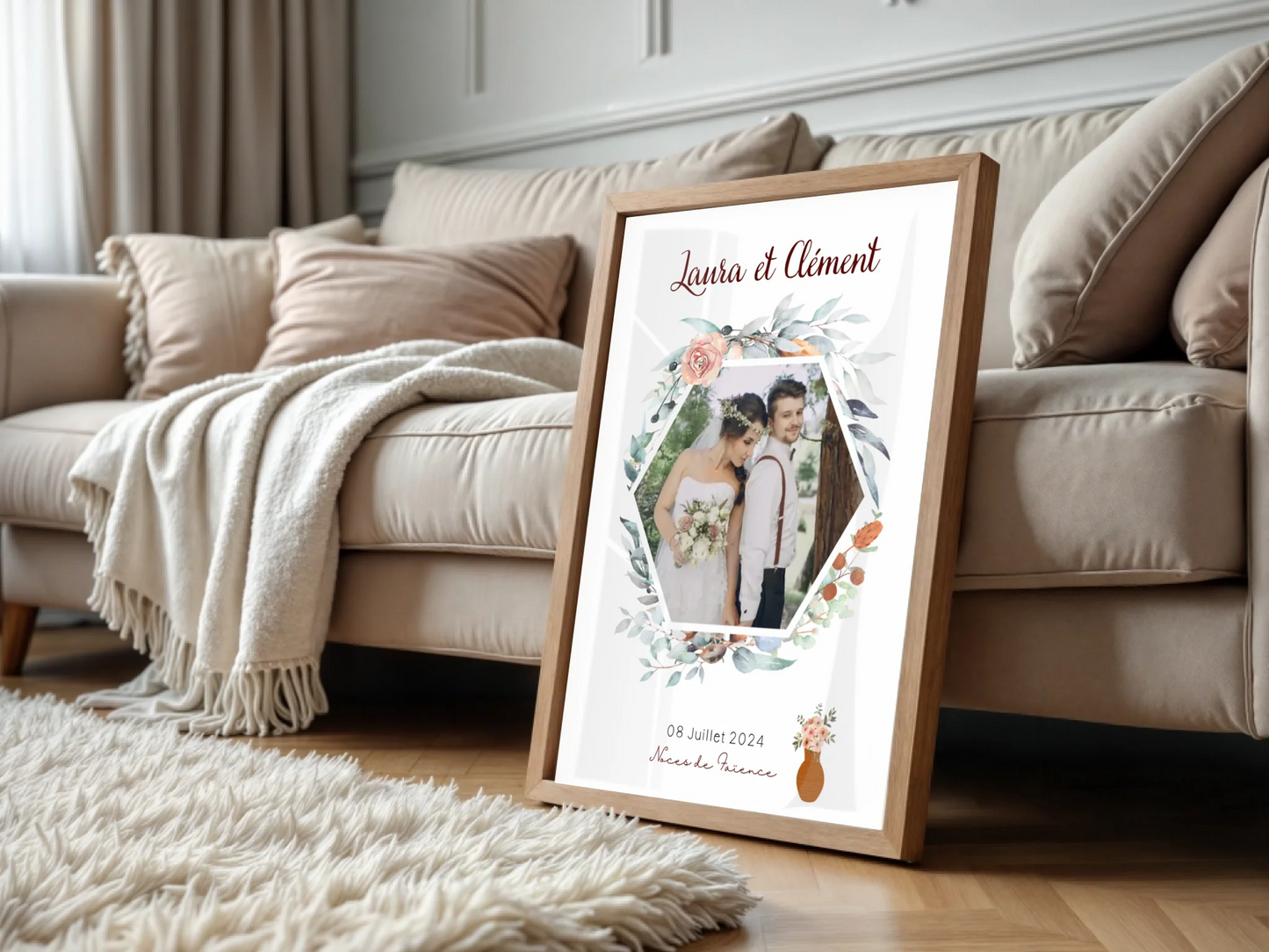 Affiche Personnalisée Noces de Faïence - Cadeau anniversaire de Mariage 
