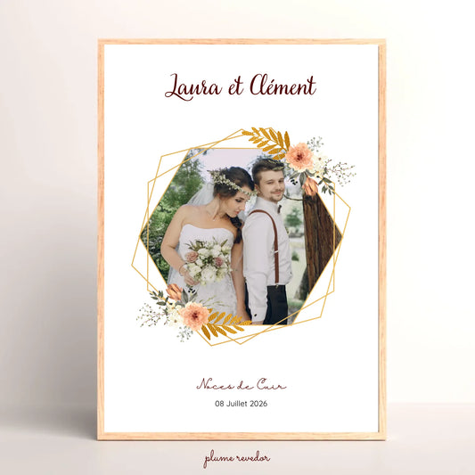 Cadeau Noces de Cuir Personnalisé - Affiche 2 Ans de Mariage