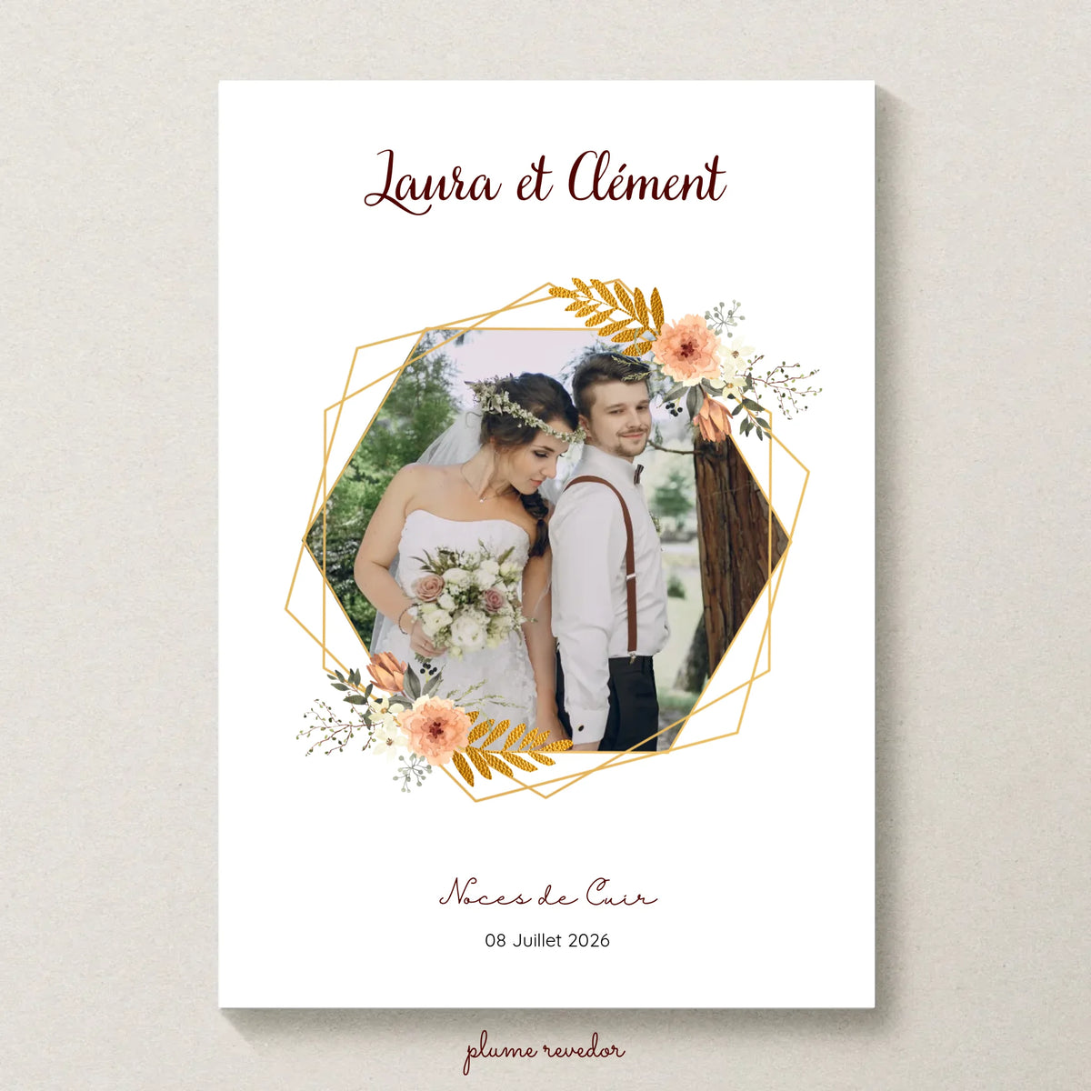 Cadeau Noces de Cuir Personnalisé - Affiche 2 Ans de Mariage