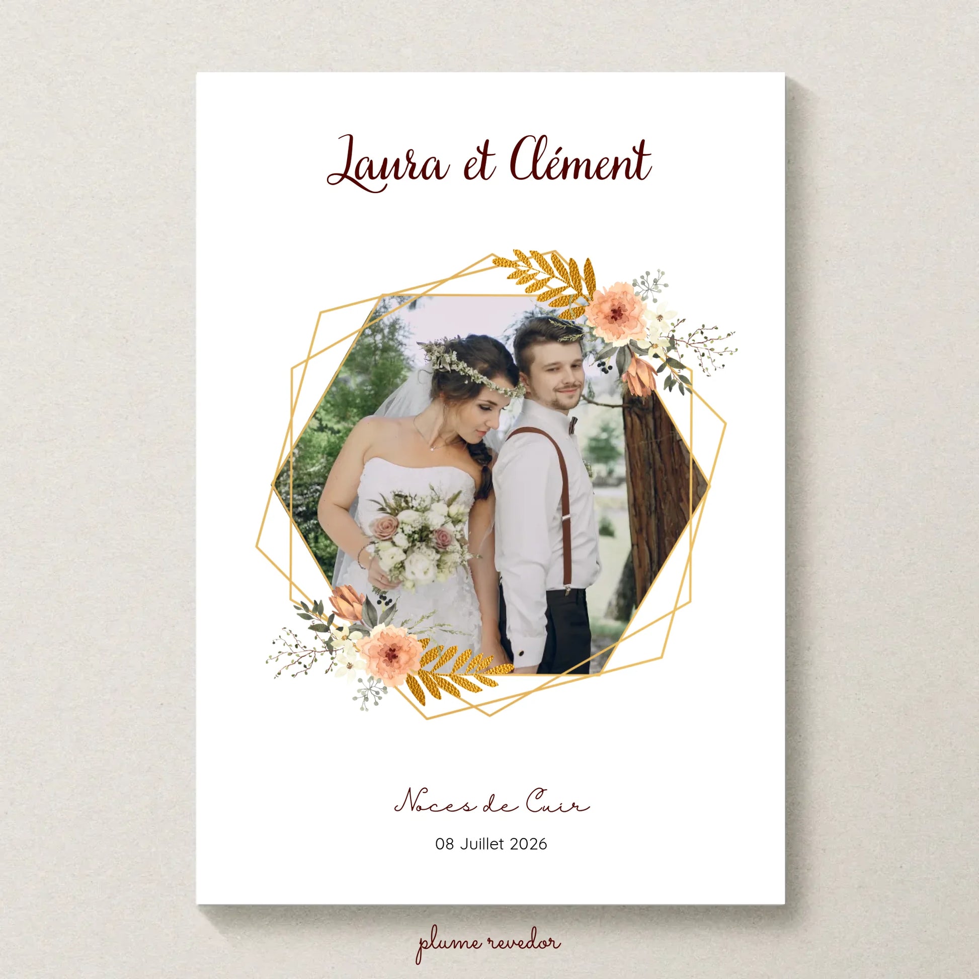 Cadeau Noces de Cuir Personnalisé - Affiche 2 Ans de Mariage