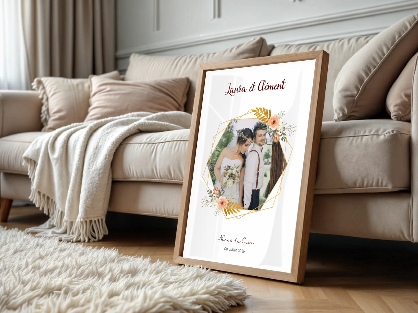 Cadeau Noces de Cuir Personnalisé - Affiche 2 Ans de Mariage