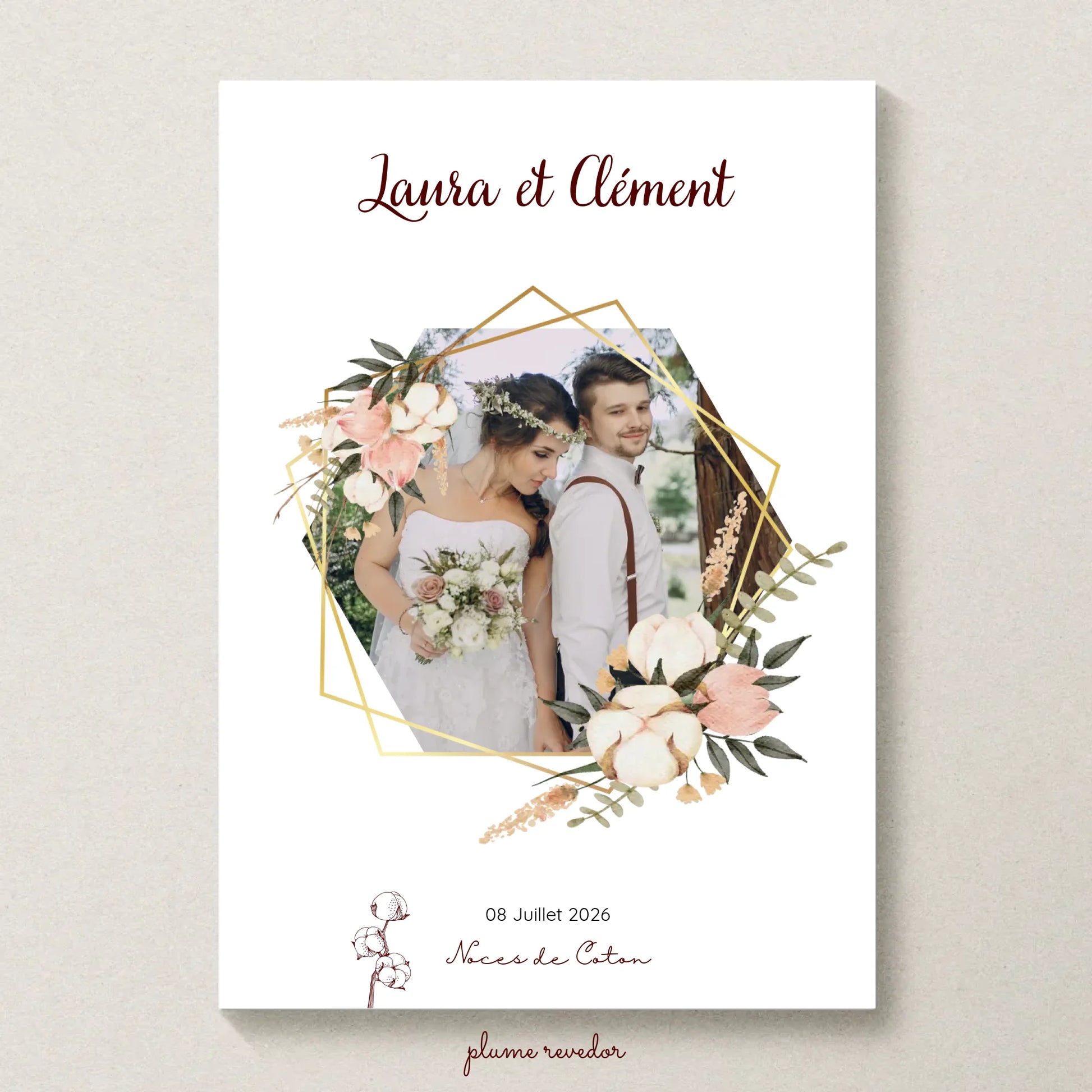 Cadeau Noces de Coton Personnalisé - Affiche 1 An de Mariage