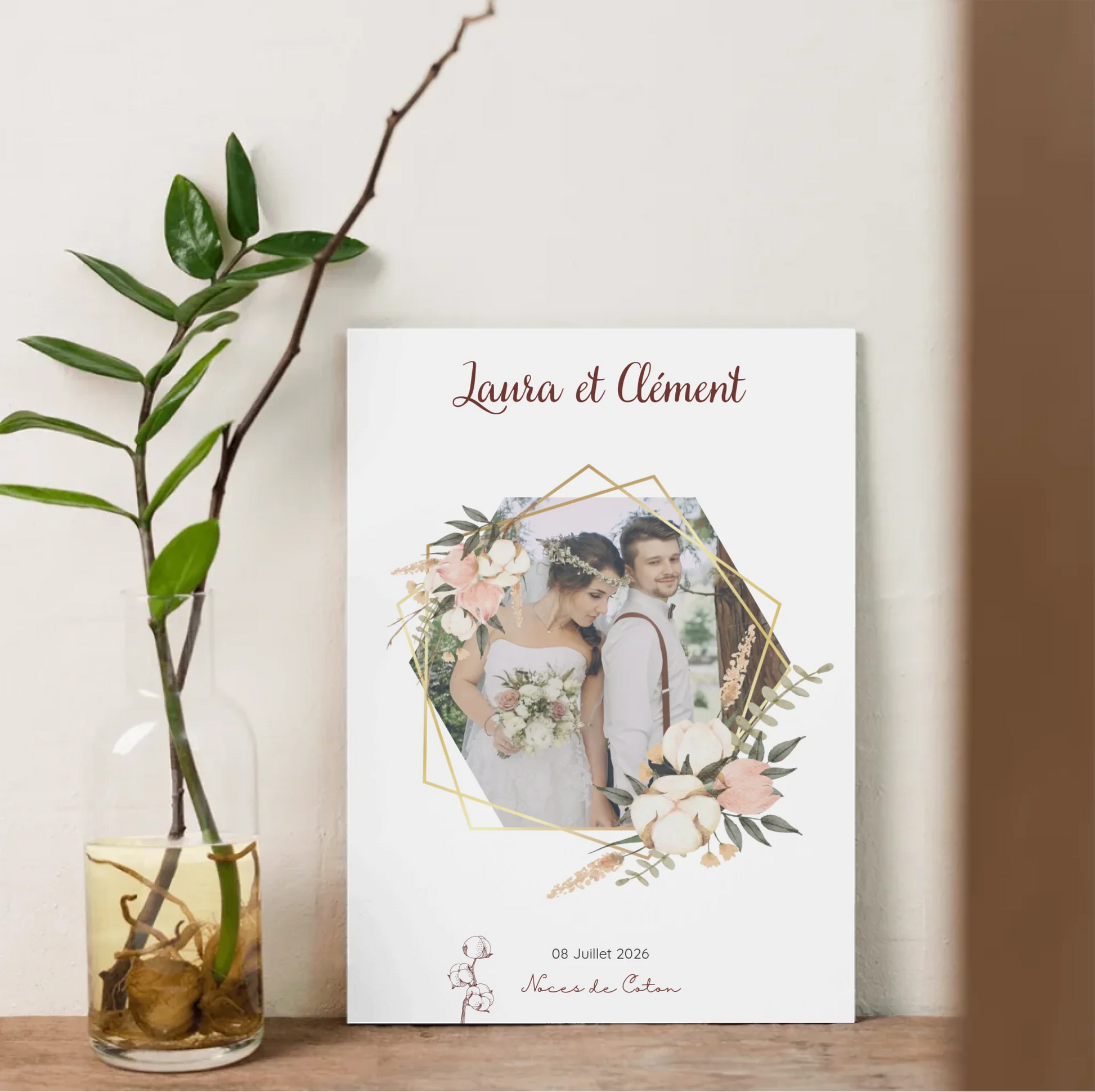 Cadeau Noces de Coton Personnalisé - Affiche 1 An de Mariage