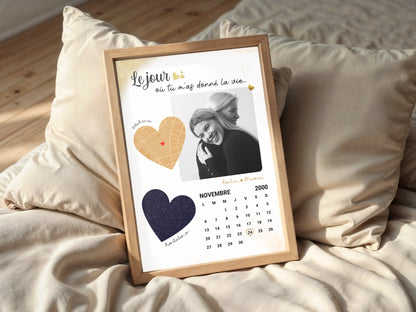 Affiche Personnalisée Maman Calendrier avec Photo, Plan et Carte des étoiles