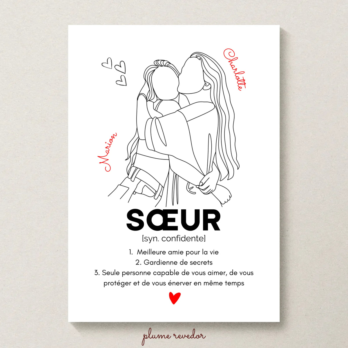 Affiche personnalisée Sœur Définition - cadeau personnalisé sœur