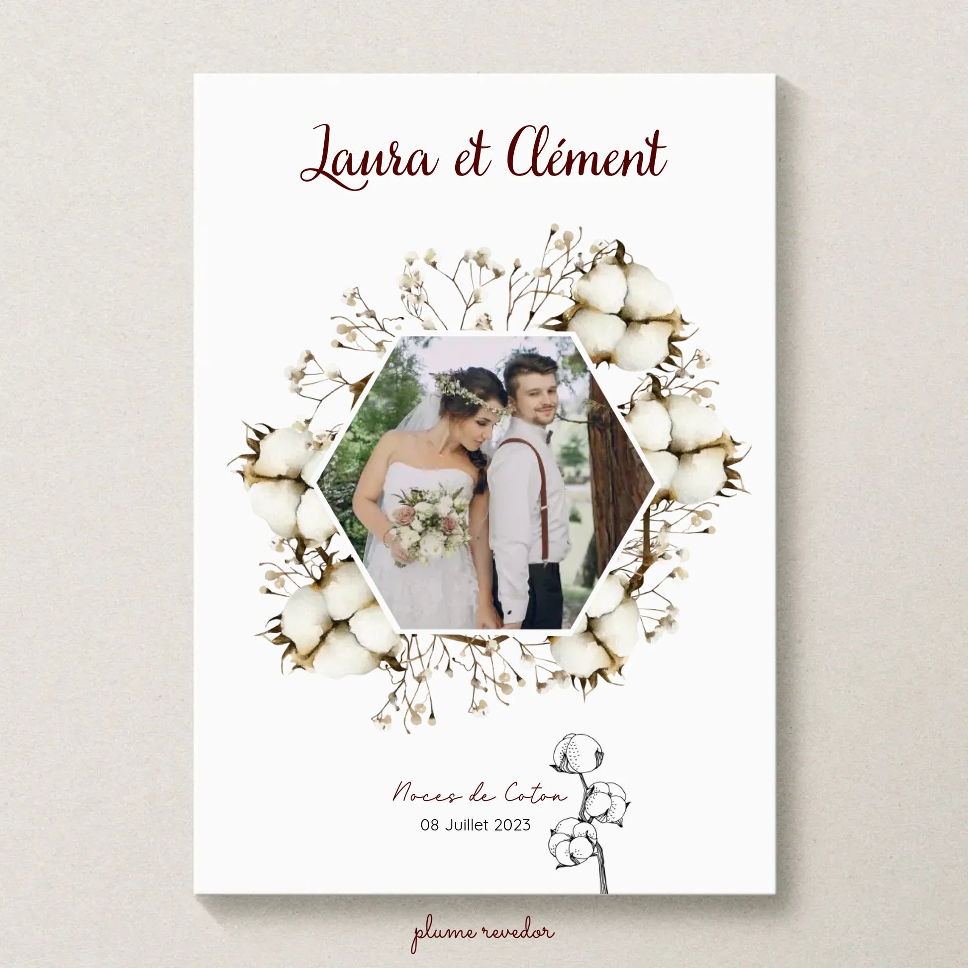 Affiche Personnalisée Noces de Coton - 1er Anniversaire de mariage