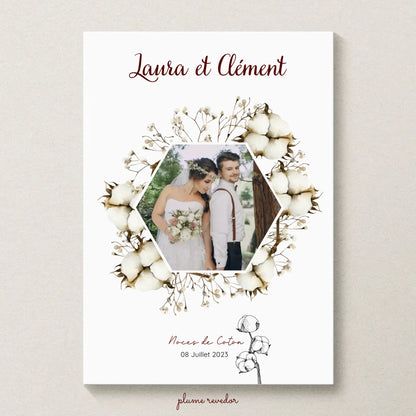 Affiche Personnalisée Noces de Coton - 1er Anniversaire de mariage